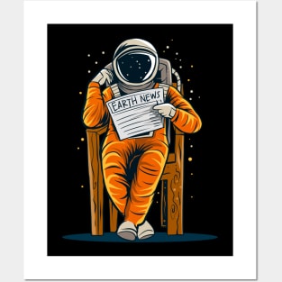 Astronaut reading news from Earth Posters and Art